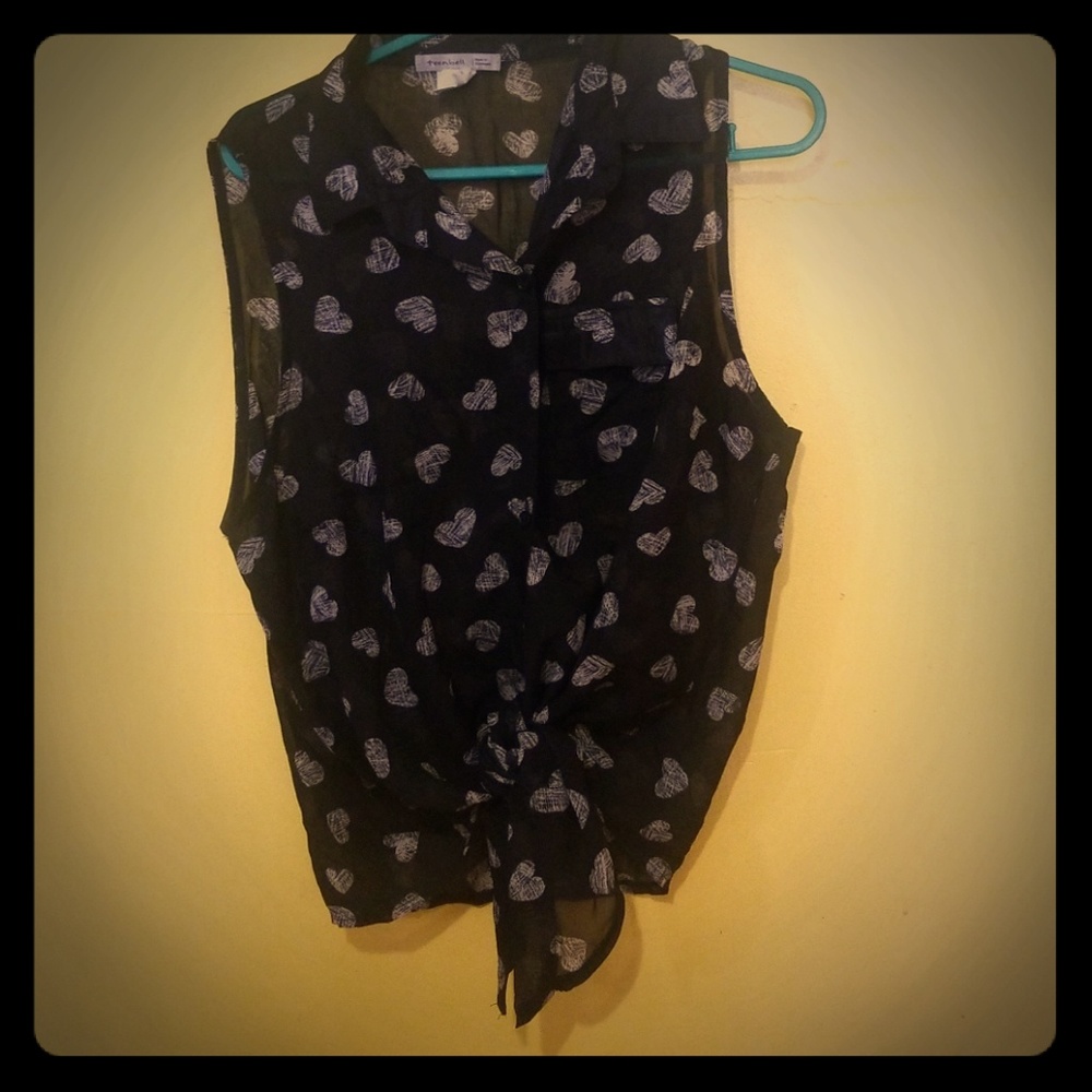 Thin blouse with hearts